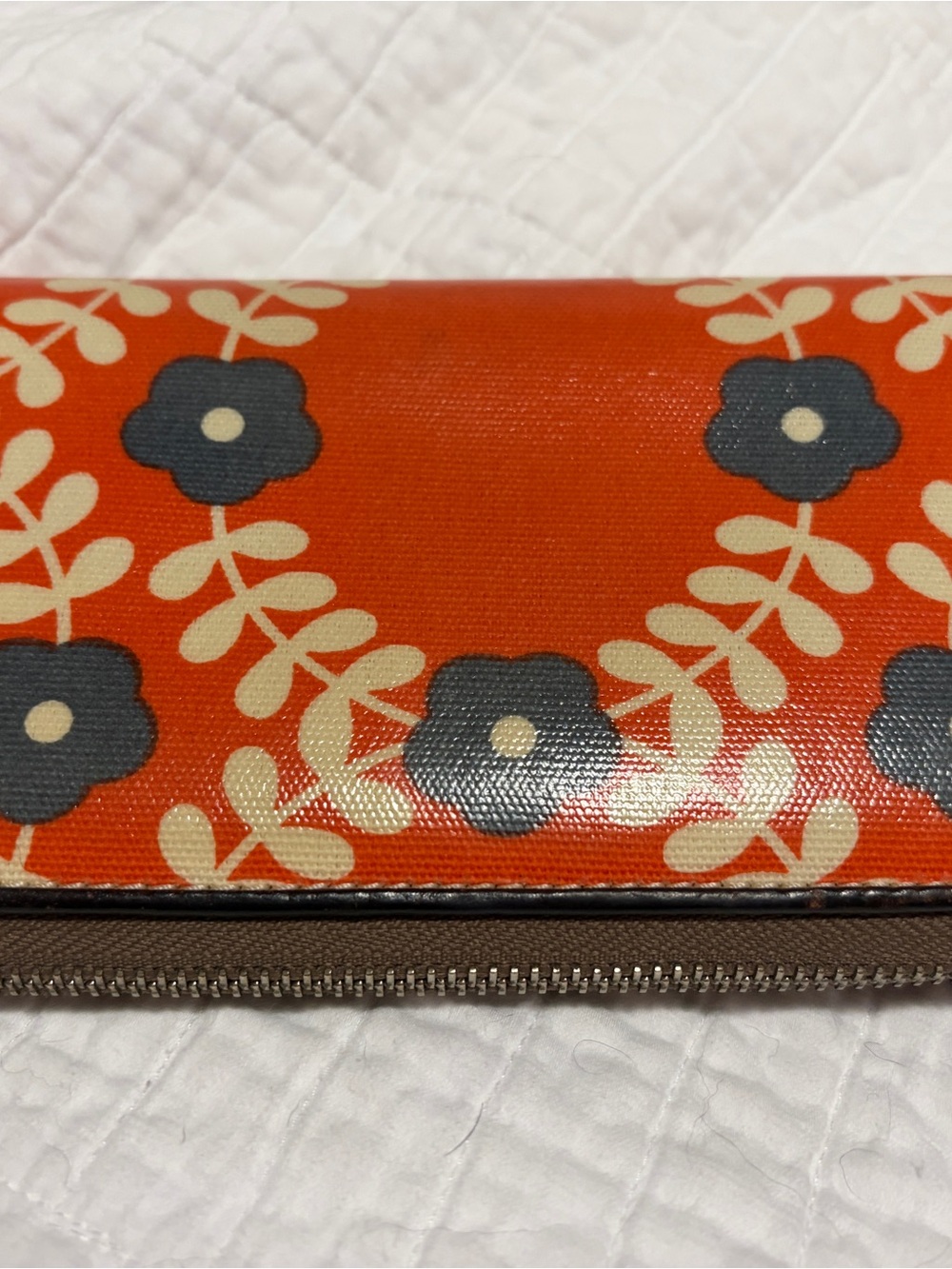 Orla Kiely Zip Wallet - Orange and Navy